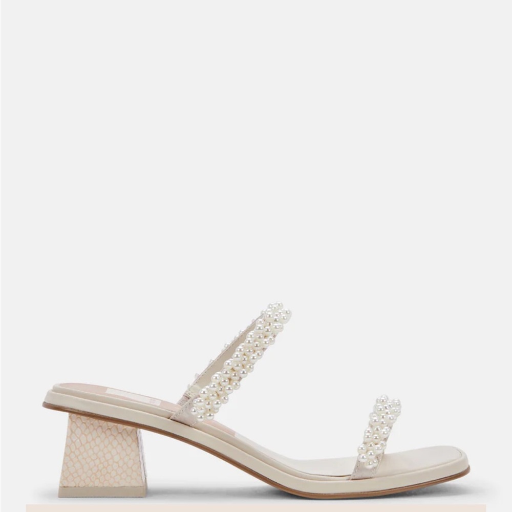 Dolce Vita River Pearl Wide Heels - White pearl heels